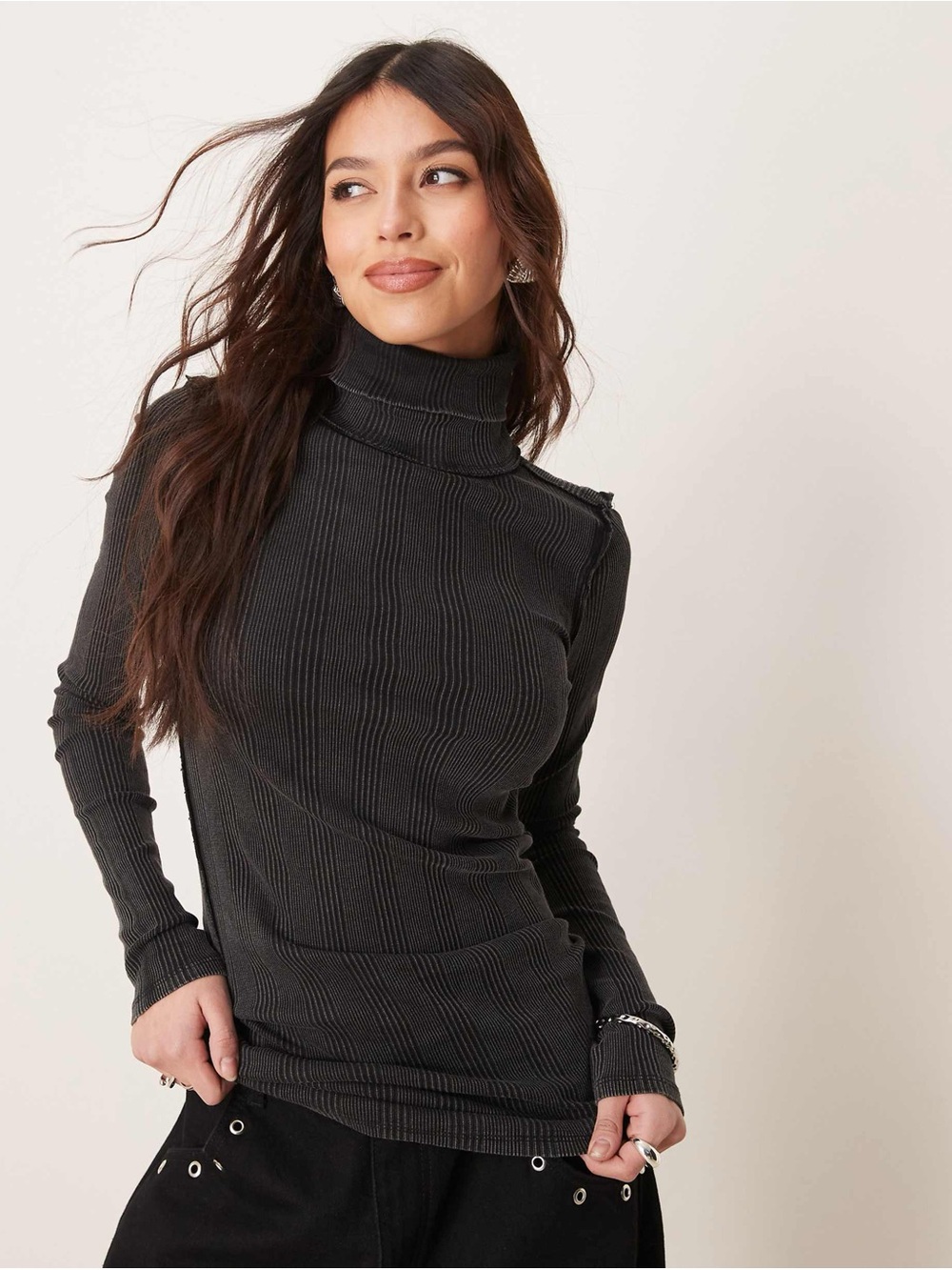 Nwot We The Free Black Ribbed Turtleneck Sweater